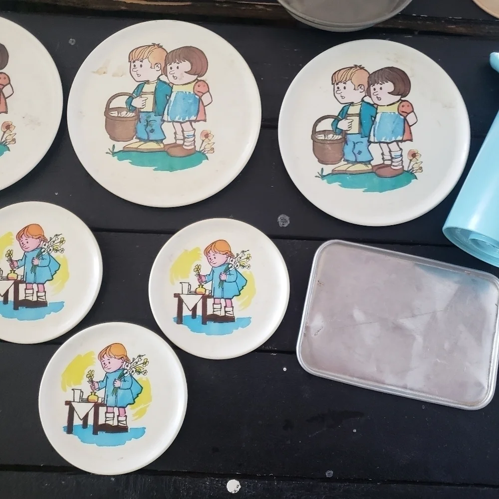 Chilton Toys Vintage Pots Pans Places Pitcher Dishes Aluminum Little Kids Child